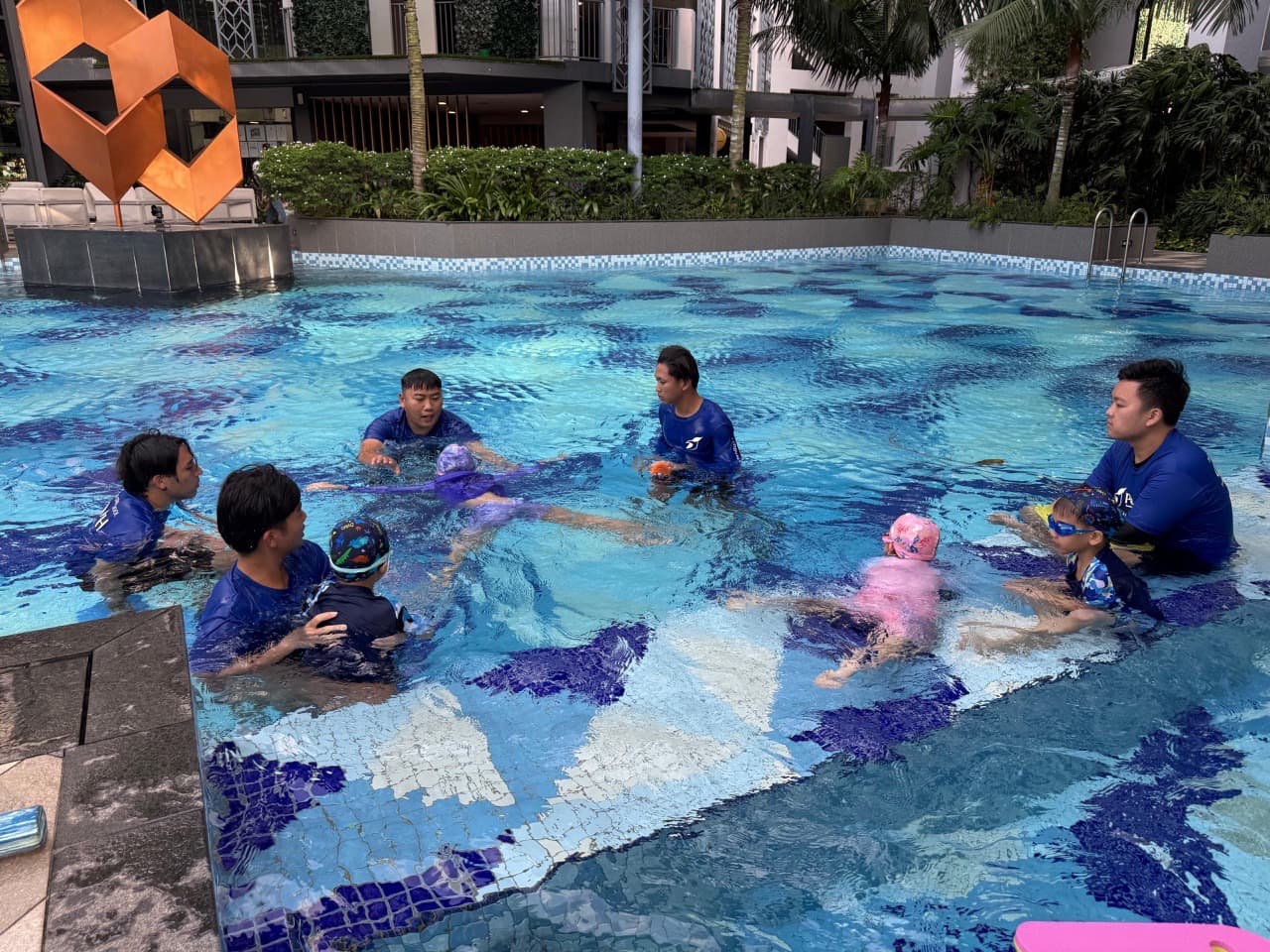 SSI Level 1 swim teacher candidates completing practical training with Penguin Academy